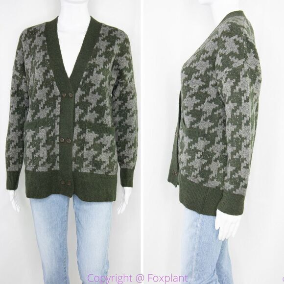 NEW Madewell Allston Double-Button Cardigan Sweater in Houndstooth,  L - Picture 4 of 16